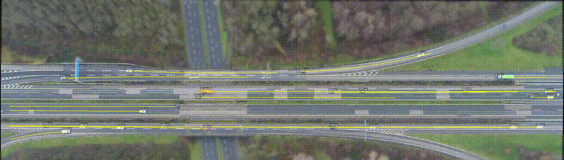Animated exiD dataset highway scene with lane graph